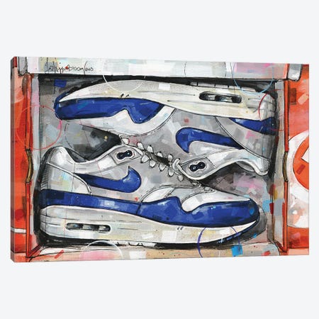 Nike Air Max 1 Shoebox OG Blue Canvas Print #HBW124} by Jos Hoppenbrouwers Canvas Wall Art