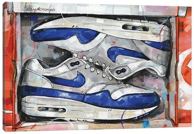 Nike Air Max 1 Shoebox OG Blue Canvas Art Print - Jos Hoppenbrouwers