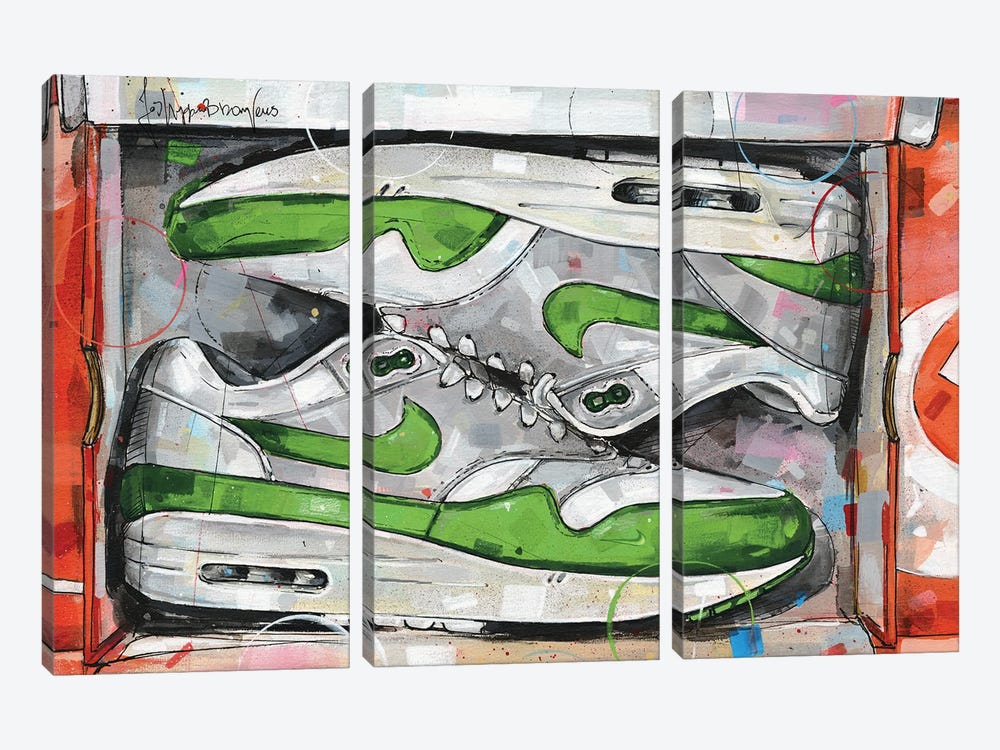 Nike Air Max 1 Shoebox Patta Green by Jos Hoppenbrouwers 3-piece Art Print