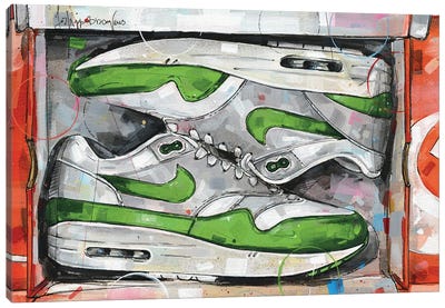 Nike Air Max 1 Shoebox Patta Green Canvas Art Print - Jos Hoppenbrouwers