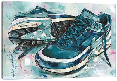 Nike Air Max Black & White Marina Grey Jade Canvas Art Print - Jos Hoppenbrouwers