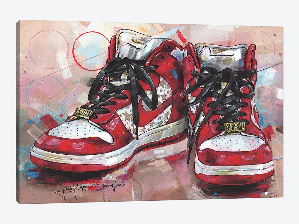 Nike SB Dunk High 'Red Stars' - Canvas Art Print | Jos Hoppenbrouwers
