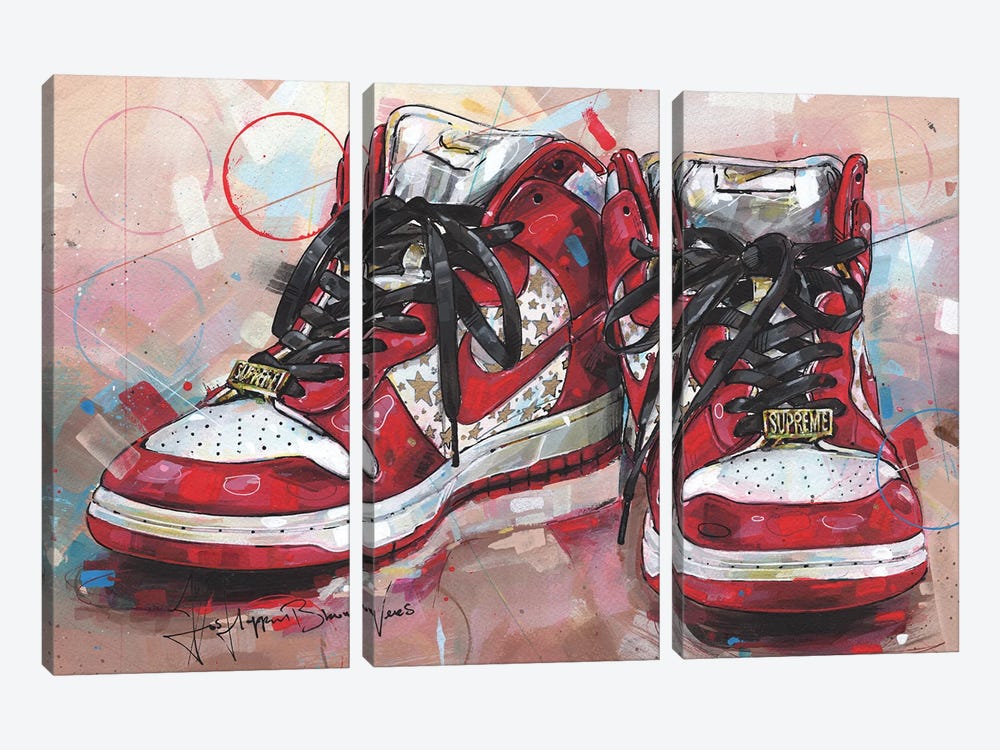 Nike SB Dunk High 'Red Stars' by Jos Hoppenbrouwers 3-piece Canvas Print