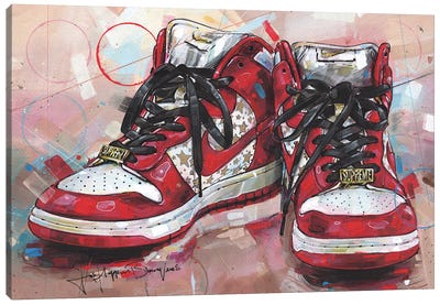 Nike SB Dunk High 'Red Stars' Canvas Art Print - Jos Hoppenbrouwers