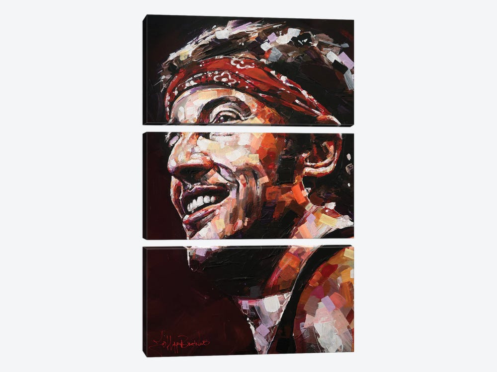 Bruce Springsteen 'The Boss' Painting by Jos Hoppenbrouwers 3-piece Canvas Print