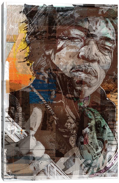 Jimi Hendrix Pop-Art Painting Canvas Art Print - Jos Hoppenbrouwers