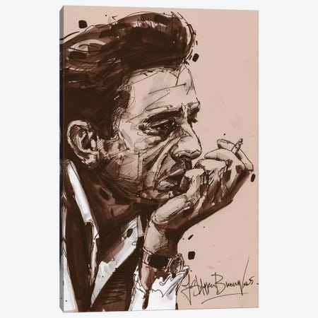 Johnny Cash Cigarette Painting Canvas Print #HBW179} by Jos Hoppenbrouwers Canvas Artwork