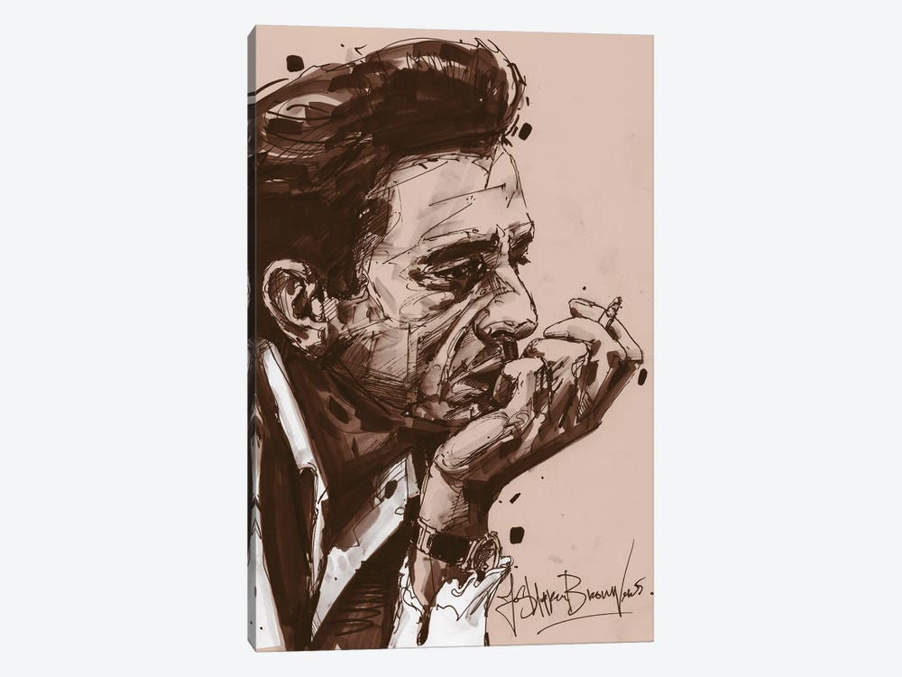Johnny Cash Cigarette Painting by Jos Hoppenbrouwers 1-piece Canvas Artwork