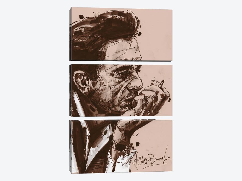 Johnny Cash Cigarette Painting by Jos Hoppenbrouwers 3-piece Canvas Artwork