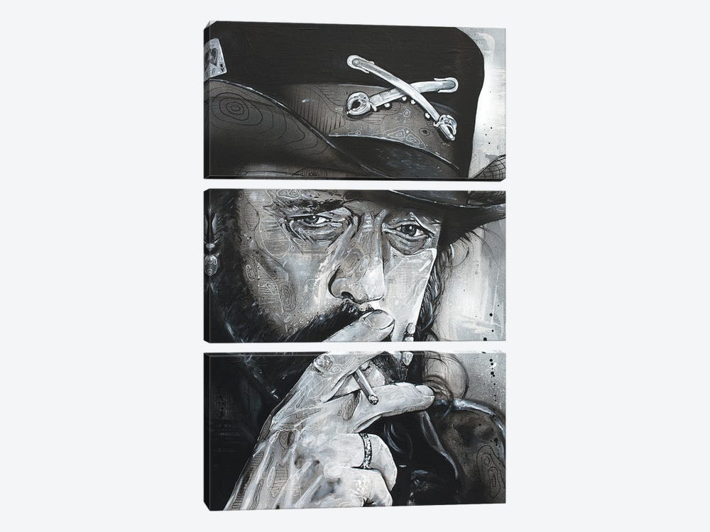Lemmy Kilmister Painting by Jos Hoppenbrouwers 3-piece Art Print