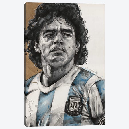 Diego Maradona Canvas Print #HBW29} by Jos Hoppenbrouwers Canvas Wall Art