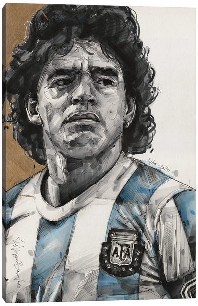 Diego Maradona Canvas Art Print - Jos Hoppenbrouwers