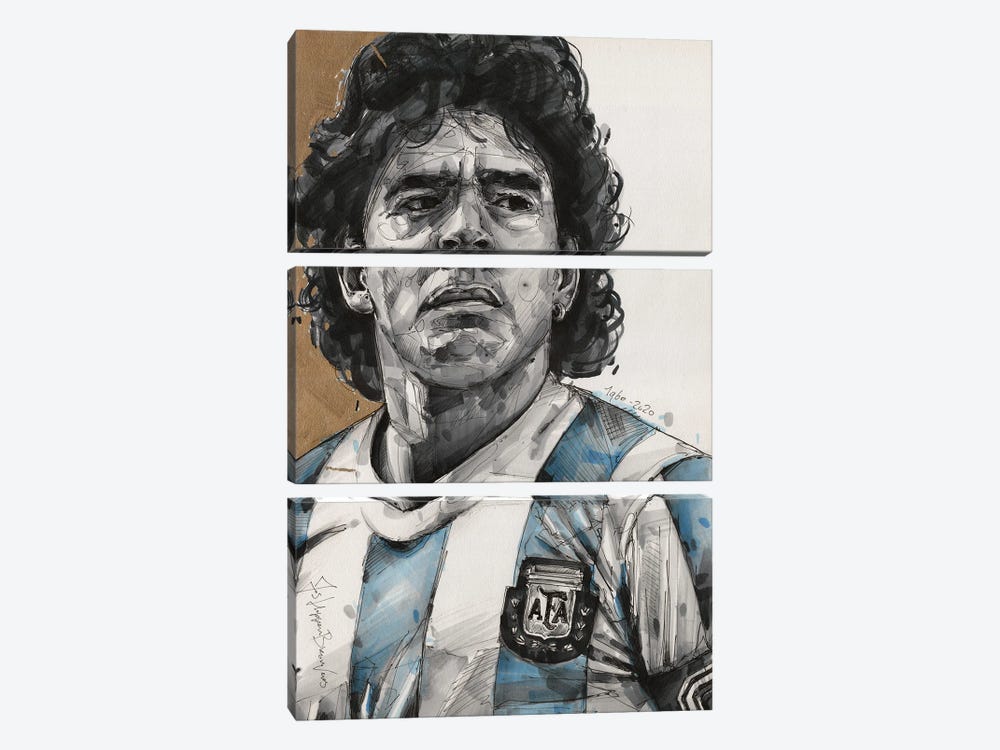 Diego Maradona by Jos Hoppenbrouwers 3-piece Canvas Art Print