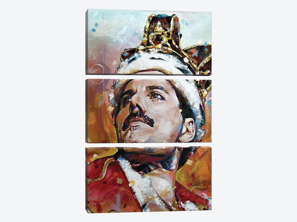 Freddie Mercury by Jos Hoppenbrouwers 3-piece Canvas Wall Art