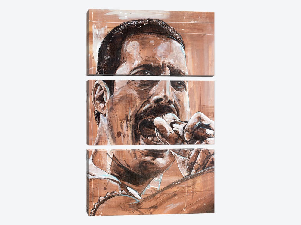 Freddie Mercury, Queen by Jos Hoppenbrouwers 3-piece Canvas Print