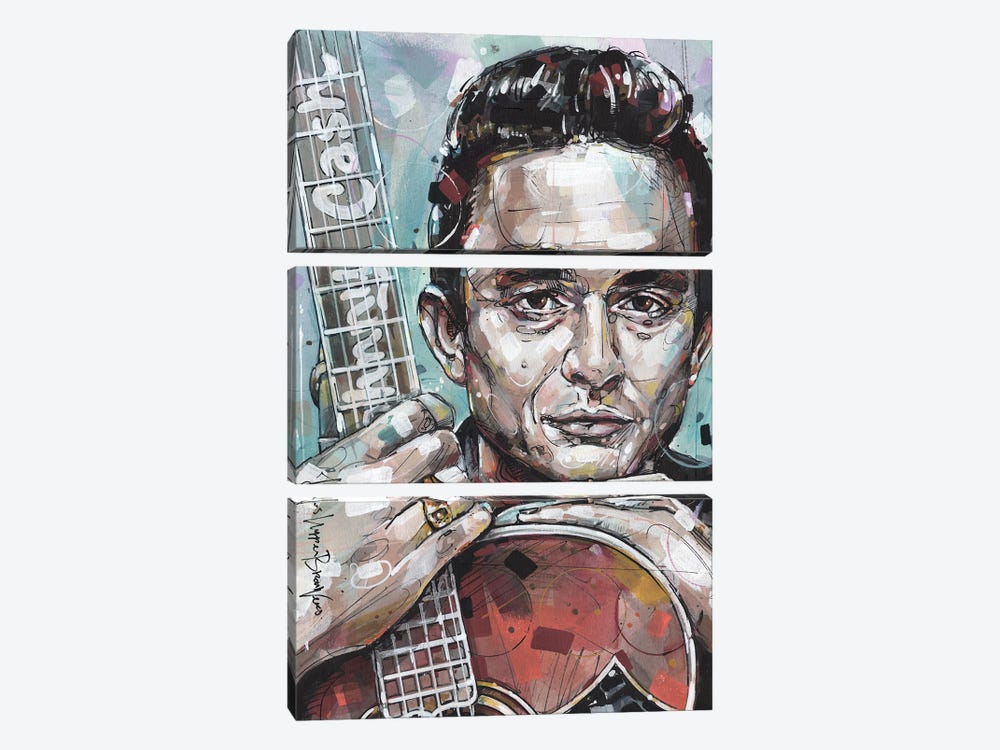 Johnny Cash Guitar by Jos Hoppenbrouwers 3-piece Art Print