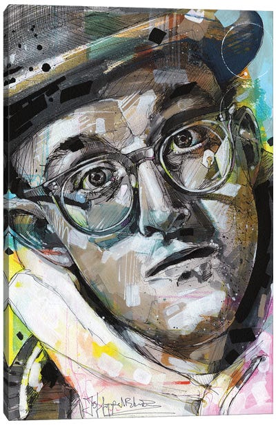 Keith Haring Portrait Canvas Art Print - Glasses & Eyewear Art