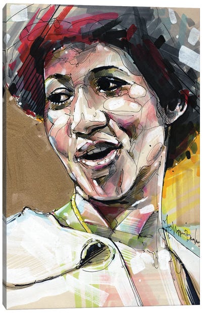 Aretha Franklin Canvas Art Print - R&B & Soul Music Art