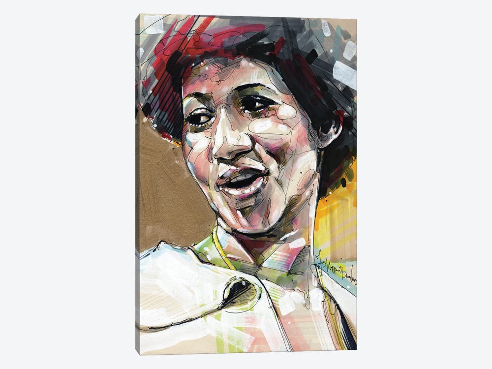 Aretha Franklin by Jos Hoppenbrouwers 1-piece Canvas Art Print