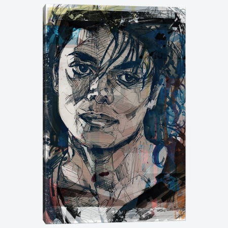 Michael Jackson Illustration Canvas Print #HBW62} by Jos Hoppenbrouwers Canvas Artwork