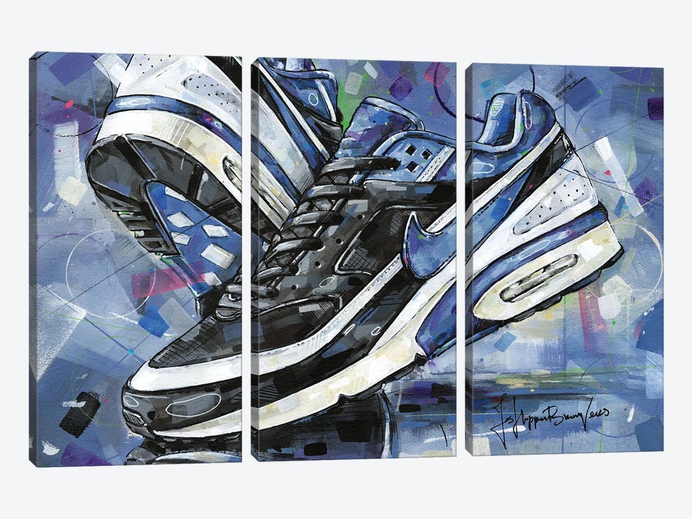 Nike Air Classic Black & White Black Persian Violet by Jos Hoppenbrouwers 3-piece Canvas Art Print