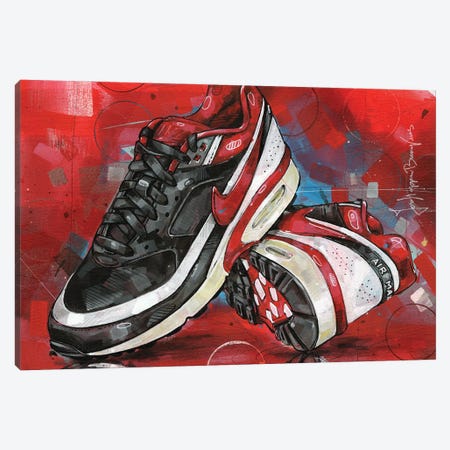Nike Air Classic Black & White Varsity Red Canvas Print #HBW66} by Jos Hoppenbrouwers Canvas Art Print