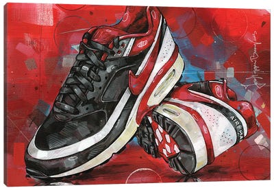 Nike Air Classic Black & White Varsity Red Canvas Art Print - Shoe Art
