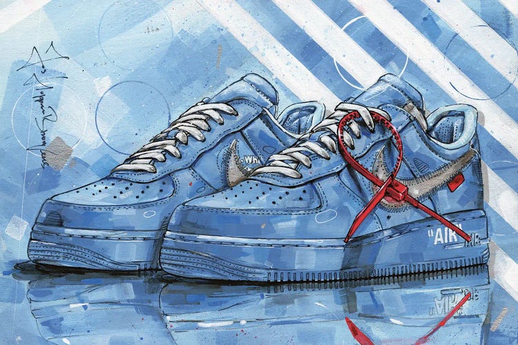 Air Force 1 Custom Shoes Low Cartoon Blue Black White Outline All Size