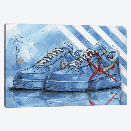 Nike Air Force 1 Offwhite University Blue Canvas Print #HBW67} by Jos Hoppenbrouwers Canvas Art Print