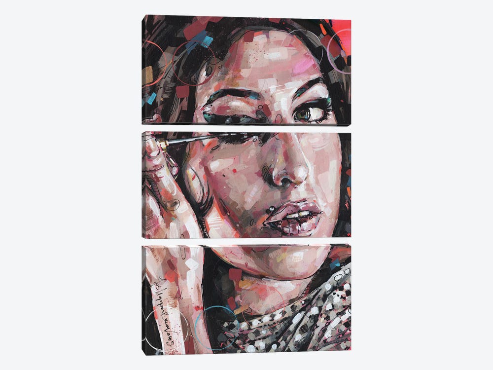Amy Winehouse Make-Up by Jos Hoppenbrouwers 3-piece Canvas Artwork