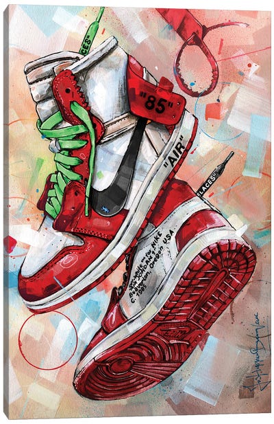 Air Jordan 1 High Offwhite Chicago Canvas Art Print - Sneaker Art