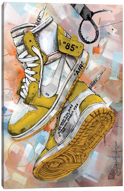 Air Jordan 1 High Offwhite Yellow Canvas Art Print - Shoe Art