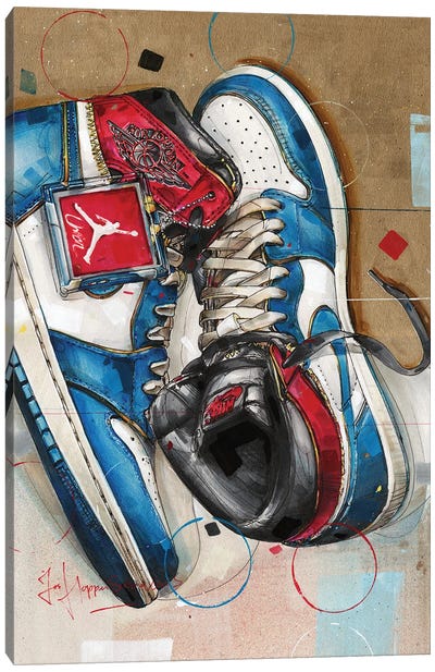 Air Jordan 1 Union LA Blue Toe Canvas Art Print - Jos Hoppenbrouwers