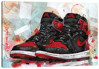 Nike Air Jordan 1 Banned Canvas Art Print - Street Art & Graffiti