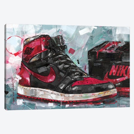 Air Jordan 1 Banned Canvas Print #HBW82} by Jos Hoppenbrouwers Canvas Wall Art