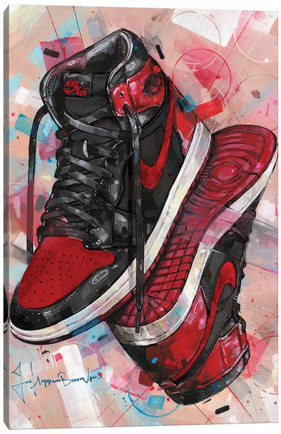 Jordan 1 Banned Bred Canvas Art Print - Shoe Art