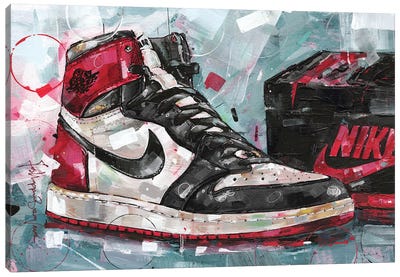 Air Jordan 1 Black Toe Canvas Art Print - Jos Hoppenbrouwers