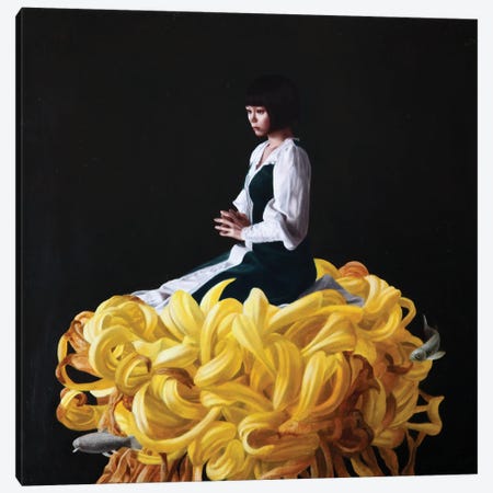 The Maiden On The Chrysanthemum Canvas Print #HBY20} by Takahiro Hirabayashi Canvas Artwork