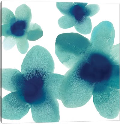 Aqua Blooms I Canvas Art Print - Hannah Carlson