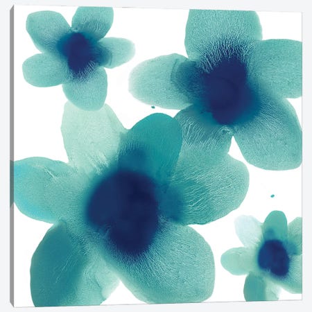 Aqua Blooms II Canvas Print #HCA20} by Hannah Carlson Canvas Art Print