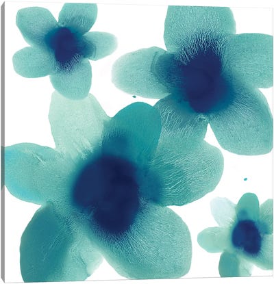 Aqua Blooms II Canvas Art Print - Hannah Carlson