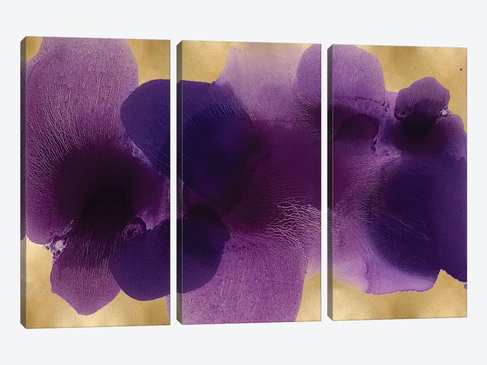 Free Form Purple On Gold by Hannah Carlson 3-piece Canvas Print