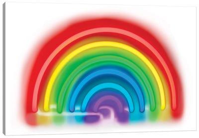 Neon Rainbow On White Canvas Art Print - LGBTQ+ Art