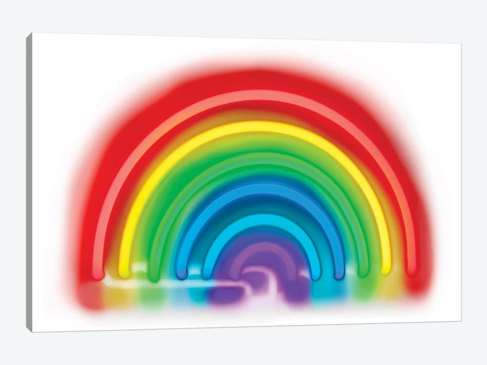 Neon Rainbow On White by Hailey Carr 1-piece Canvas Print