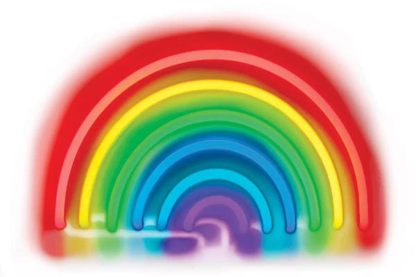 The Eighties: Neon Rainbow On White by Hailey Carr
