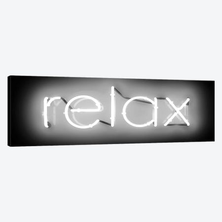 Neon Relax White On Black Canvas Print #HCR116} by Hailey Carr Canvas Art Print