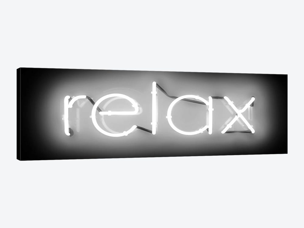 Neon Relax White On Black by Hailey Carr 1-piece Canvas Artwork