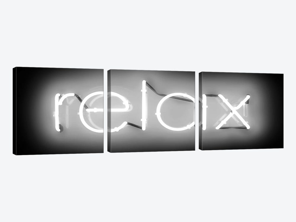Neon Relax White On Black by Hailey Carr 3-piece Canvas Wall Art