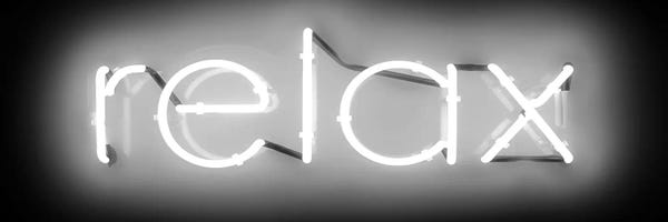 Calm: Neon Relax White On Black by Hailey Carr