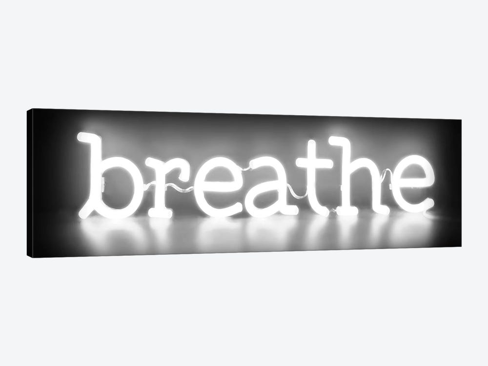Neon Breathe White On Black by Hailey Carr 1-piece Art Print